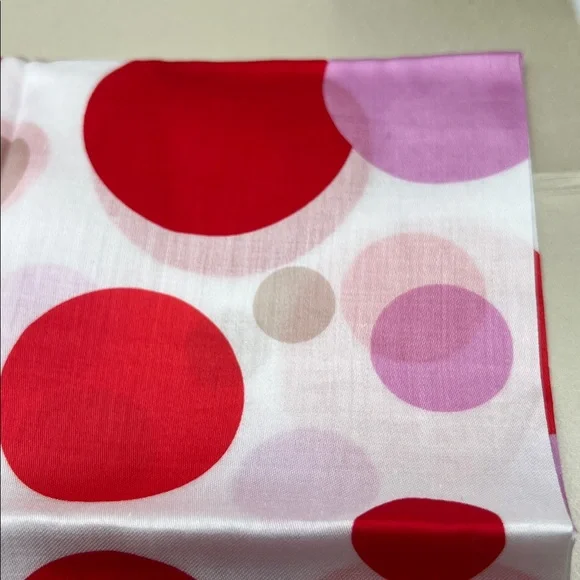 Yves Saint Laurent Red, Lilac & Cream Polka Dot Cotton Handkerchief / Bandana - Picture 5 of 12